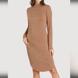 Long Sleeve Midi Sweater Dress - Camel - Kit and Ace - Size Small
